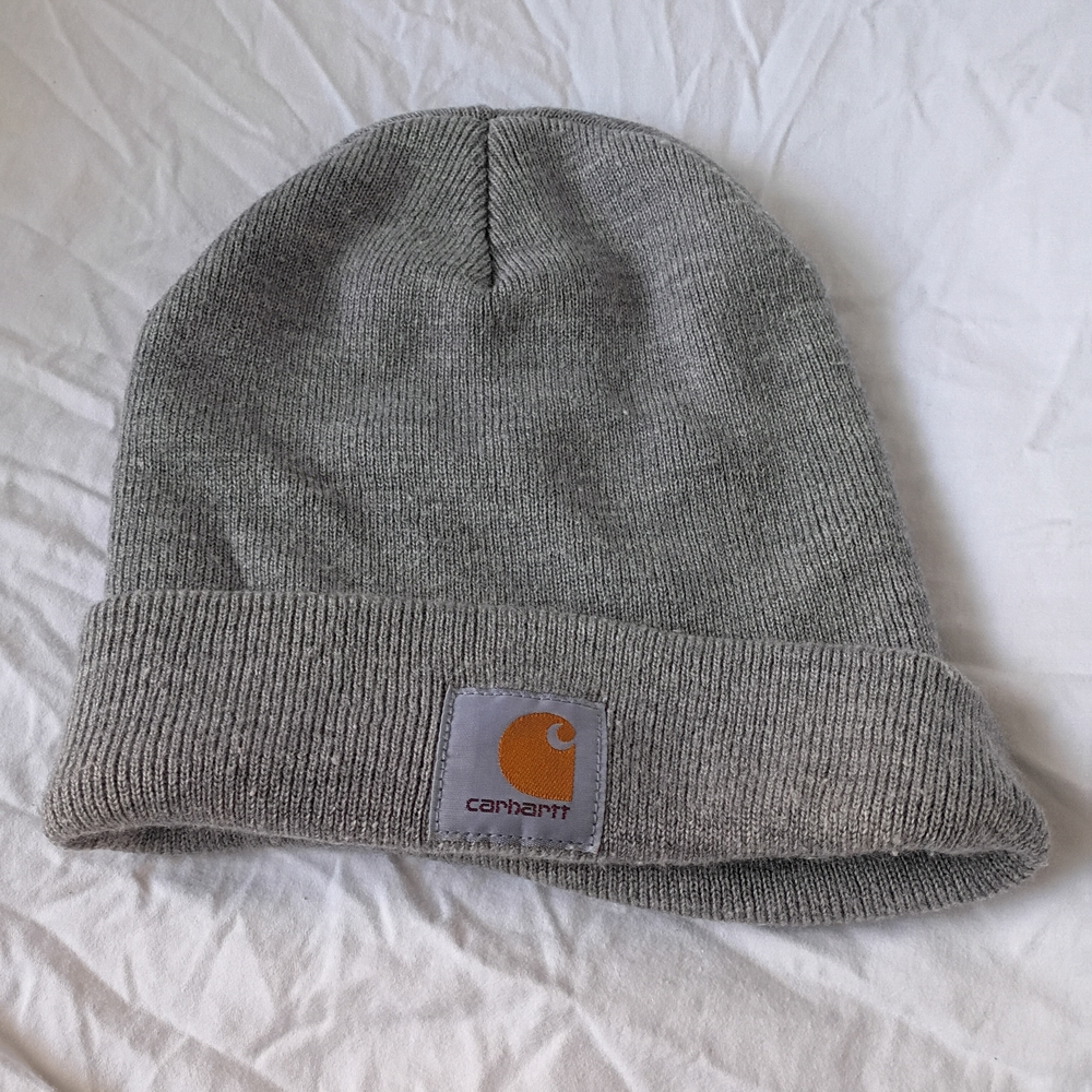Carhartt Beanie OS Heather Gray Ribbed Cuffed Soft Good Condition Tag Missing